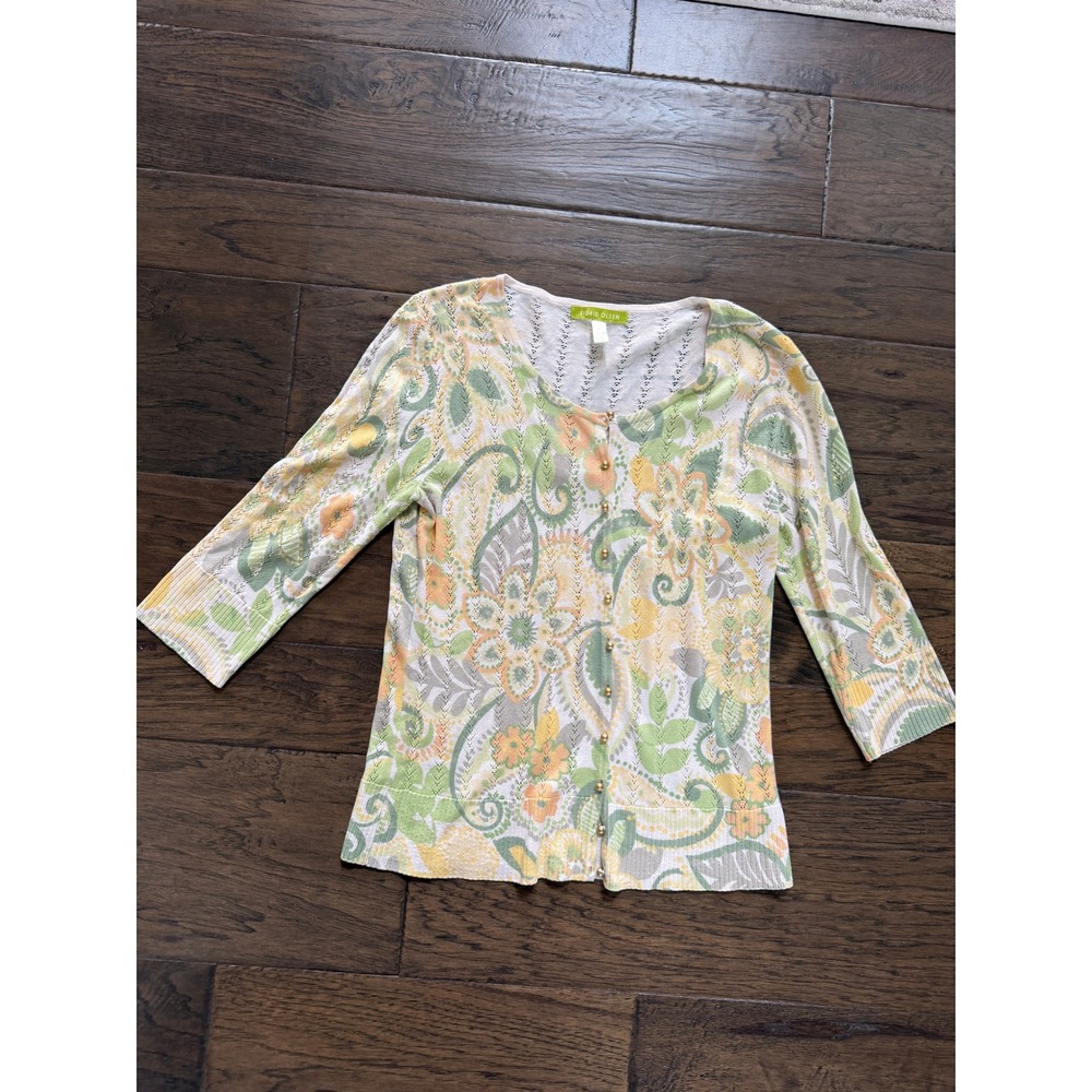 NWOT Sigrid Olsen Floral Pattern Cardigan Sweater Small Cottagecore